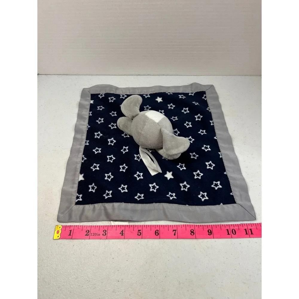 Child of Mine Carters Puppy Dog Star Security Blanket Navy Blue Grey Satin Lovey